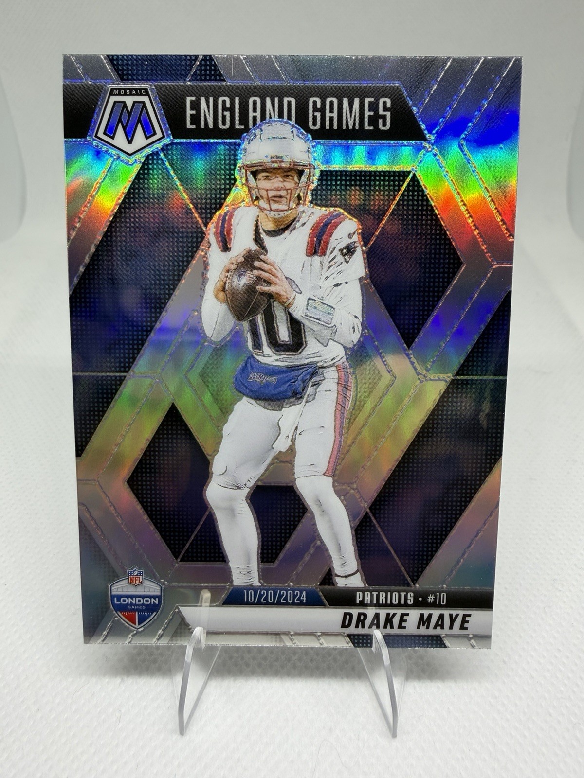 2025 Panini Mosaic England Games Drake Maye Silver Prizm #258 Patriots