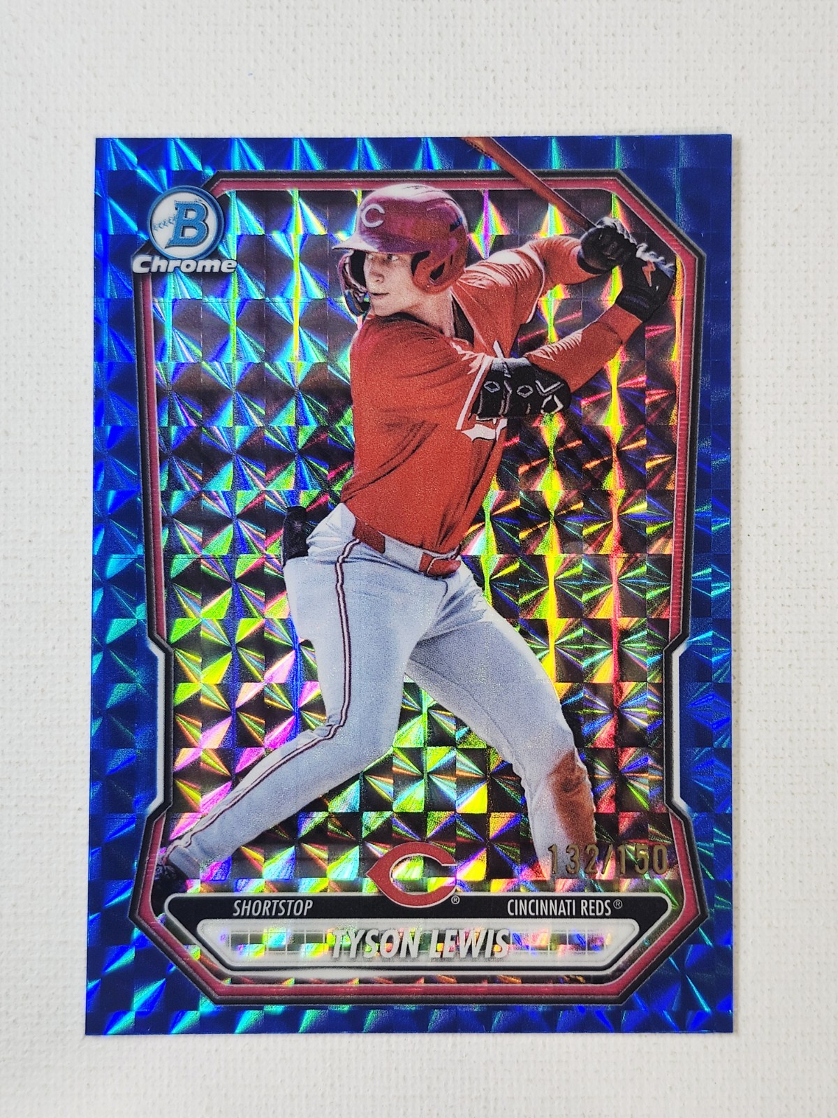 2026 Bowman Chrome Prospects Tyson Lewis #BCP-5 Blue Geometric Refractor /150