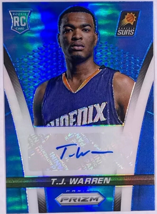 T.J. WARREN RC Rookie Auto – Blue Prizm #/399 2014-15 Panini Prizm #12