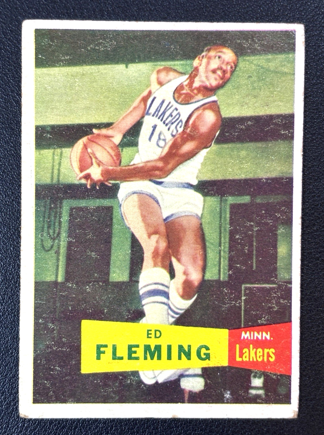 Vintage 1957-58 Topps Ed Fleming Minneapolis Lakers #79 VG/EX no crease