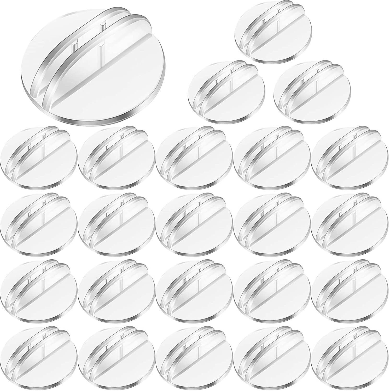 50 Pcs Clear Plastic Mini Card Stands 1″ Round Place Holders for Signs Labels