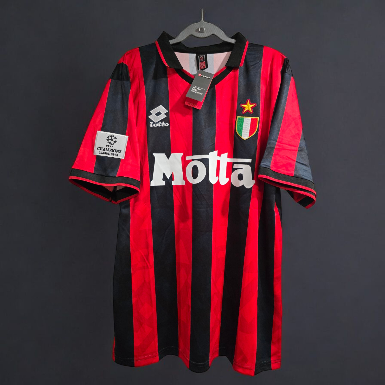 AC MILAN HOME ITALY 93/94 – RETRO – SOCCER – VAN BASTEN # 9 – Medium (USA-Small)