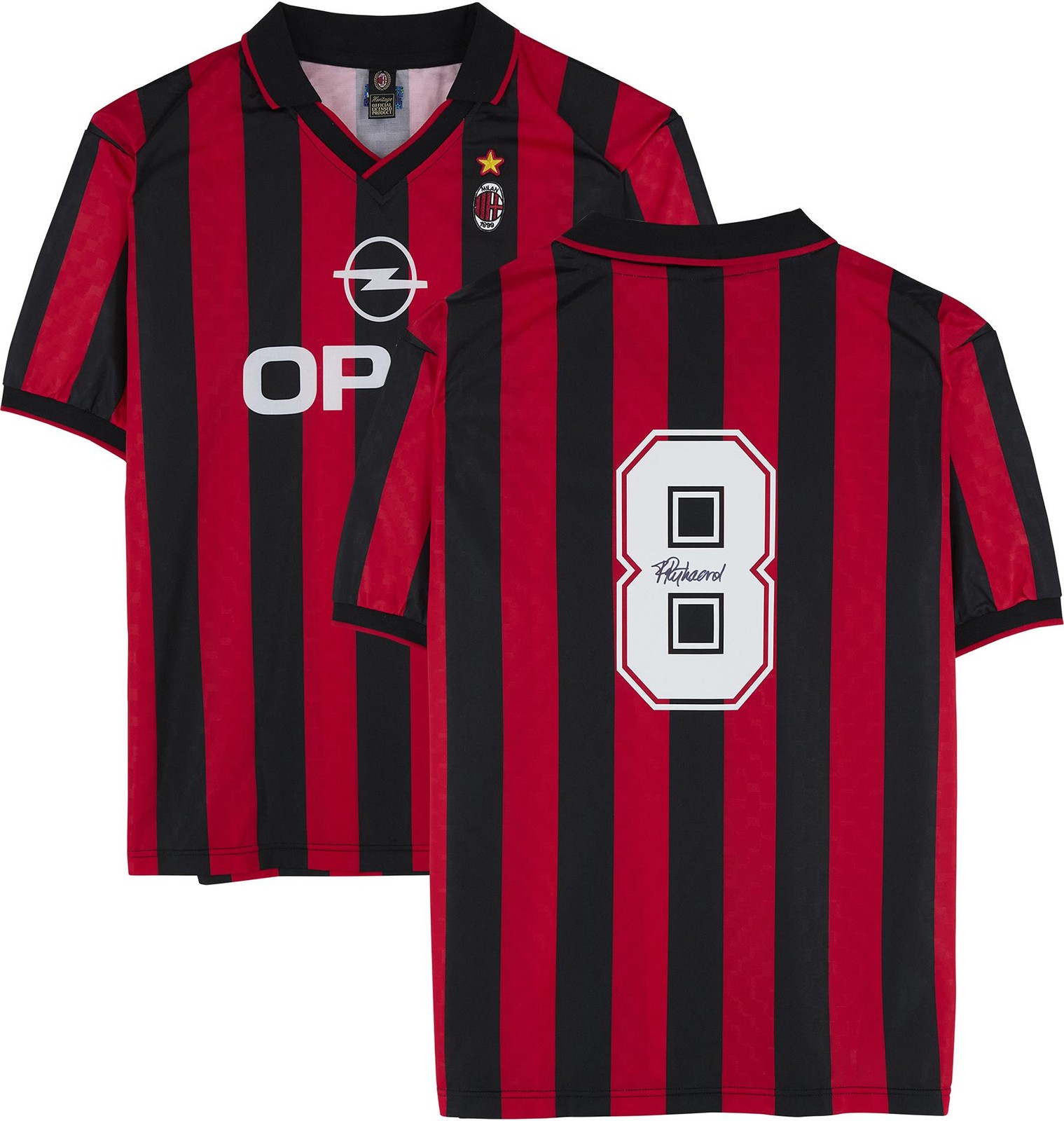 Frank Rijkaard AC Milan Autographed Red and Black Home Jersey Signed on Back