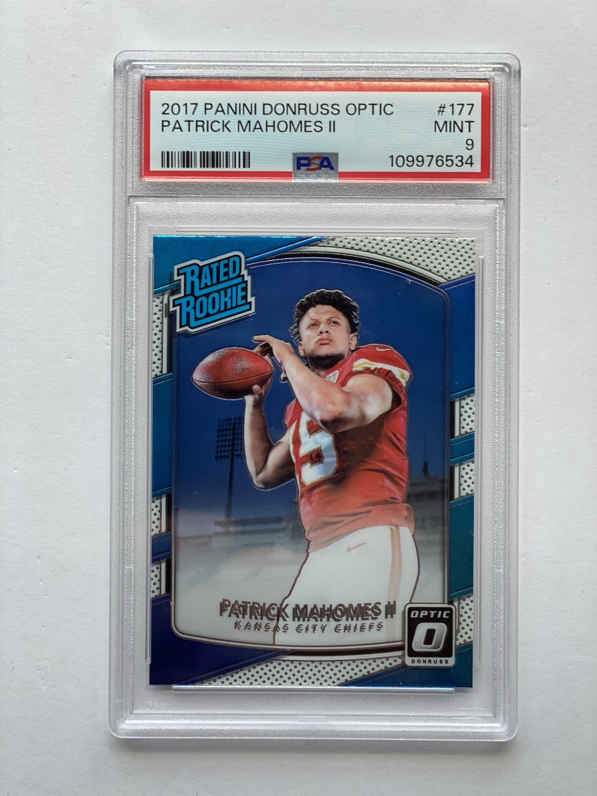 2017 Panini Donruss Optic Patrick Mahomes PSA 9 RC Chiefs #177