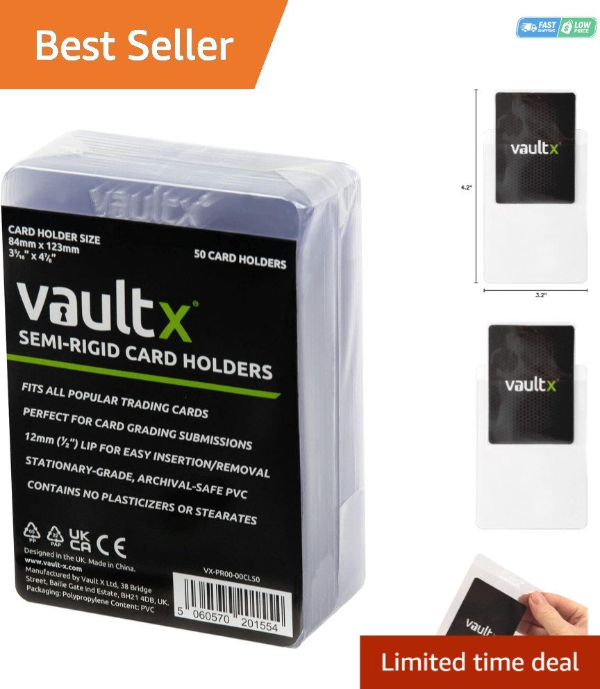 Crystal Clear 50-Pack Semi-Rigid Card Sleeves for Secure Trading Card Storage