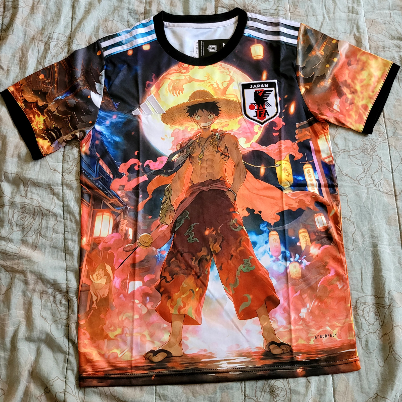 Rare Japan Soccer Jersey Concept One Piece Luffy Anime Edition S,M,L,XL,XXL