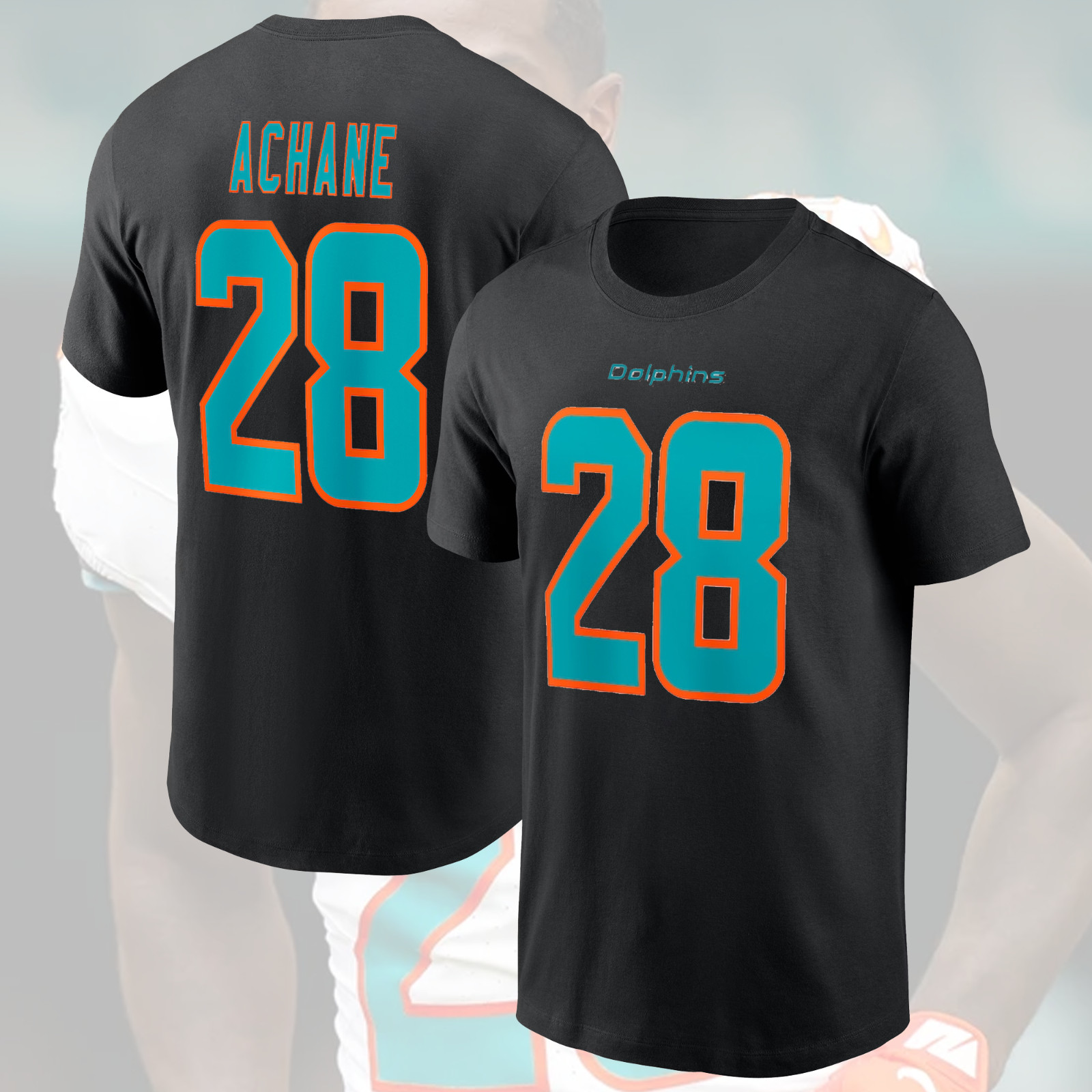 NEW NEW ! De’Von Achane #28 Miami Dolphins Name & Number S–5XL for Fan