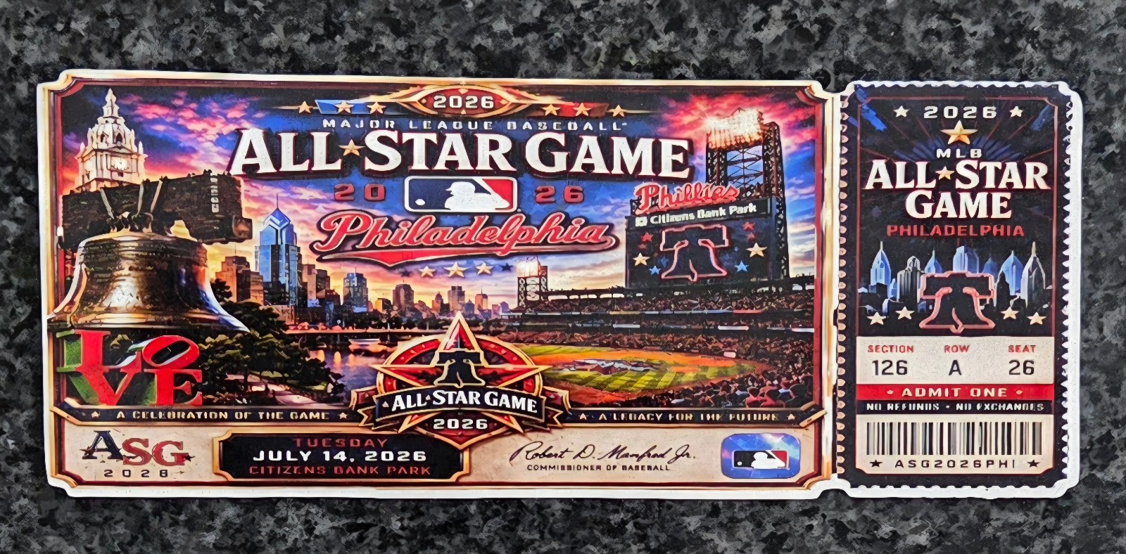 2026 MLB All – Star Game Philadelphia Commemorative Ticket Decal / Sticker Lamin