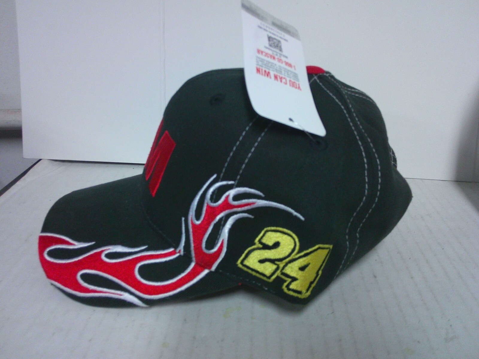 NASCAR Hendrick Motorsports #24 Jeff Gordon 3M Black Baseball Hat w/ Flames NEW