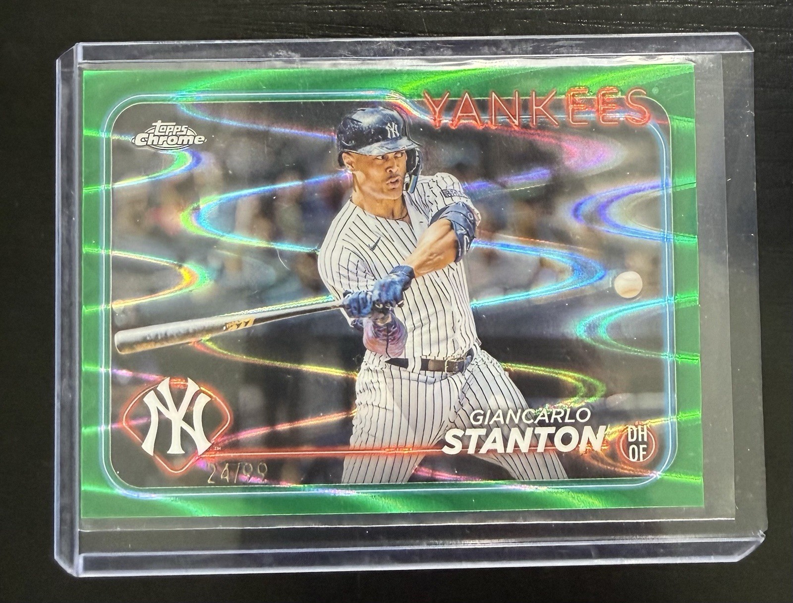 2024 TOPPS Chrome Green Raywave Refractor Giancarlo Stanton /99 $