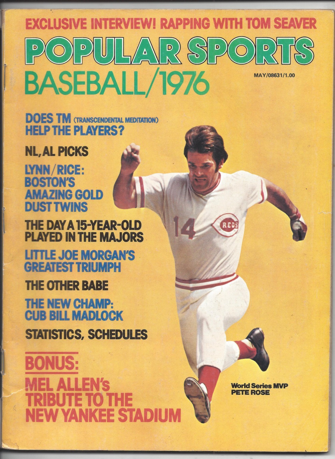 1976 Popular Sports Baseball magazine Pete Rose Cincinnati Reds Madlock Cubs VG