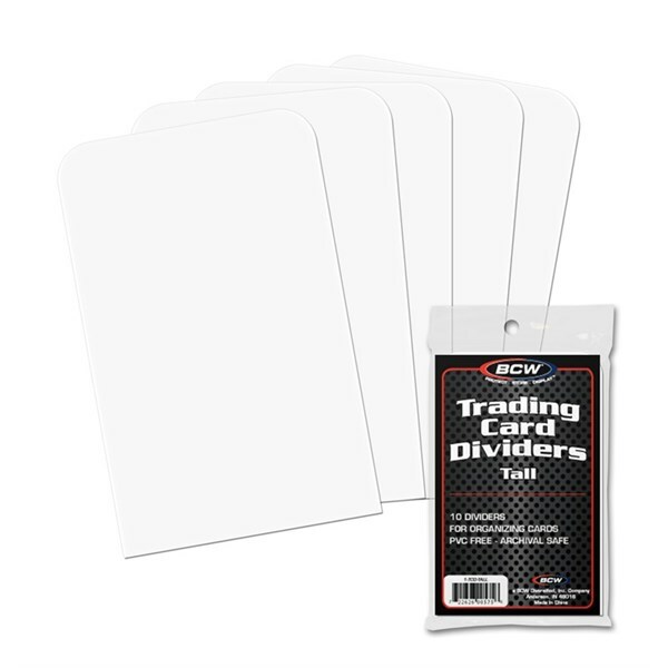 100 BCW Archival White Plastic Tabbed Tall Baseball Trading Card Box Dividers