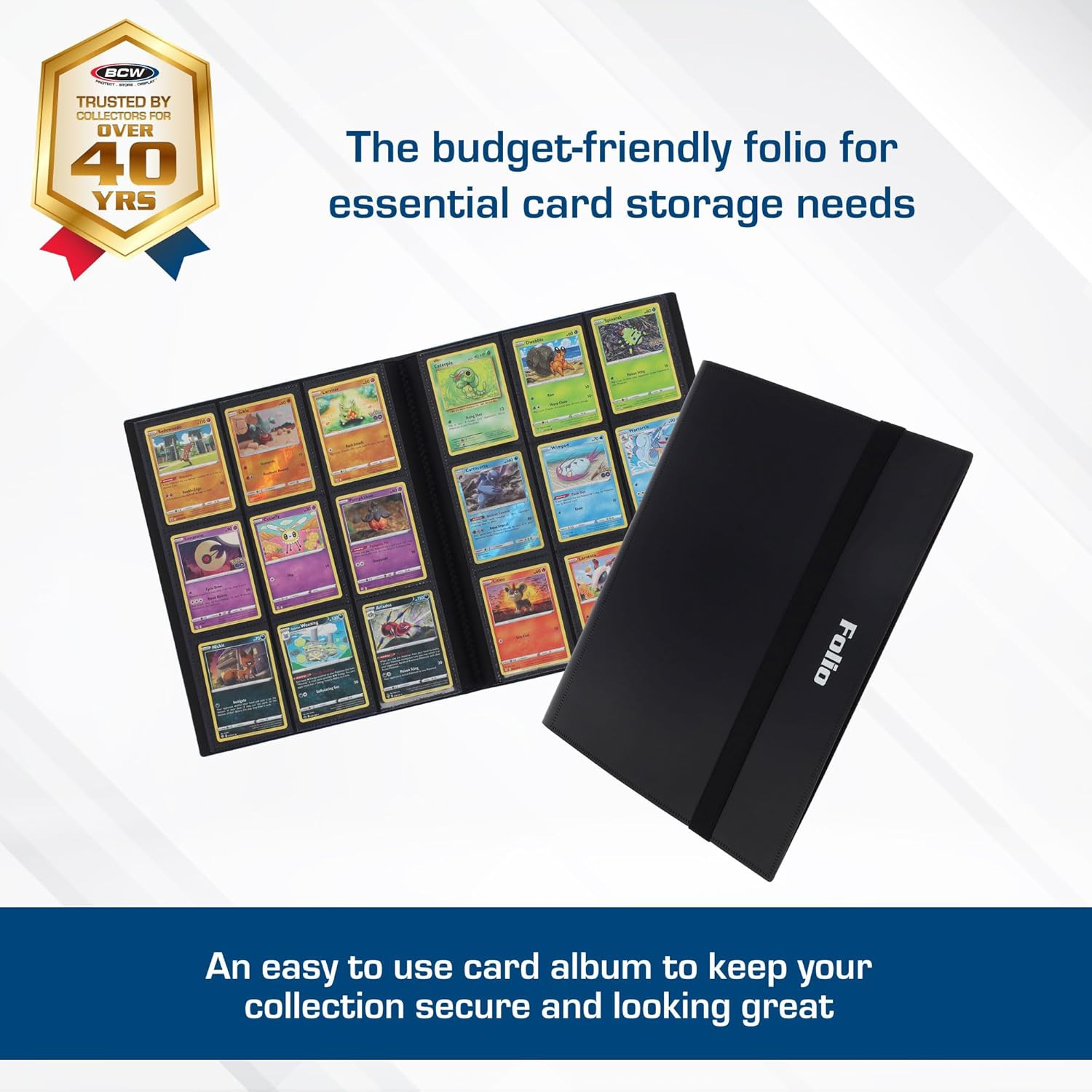 Basics Folio 9-Pocket Card Album – Black | Archival Safe, Side-Loading Binder |