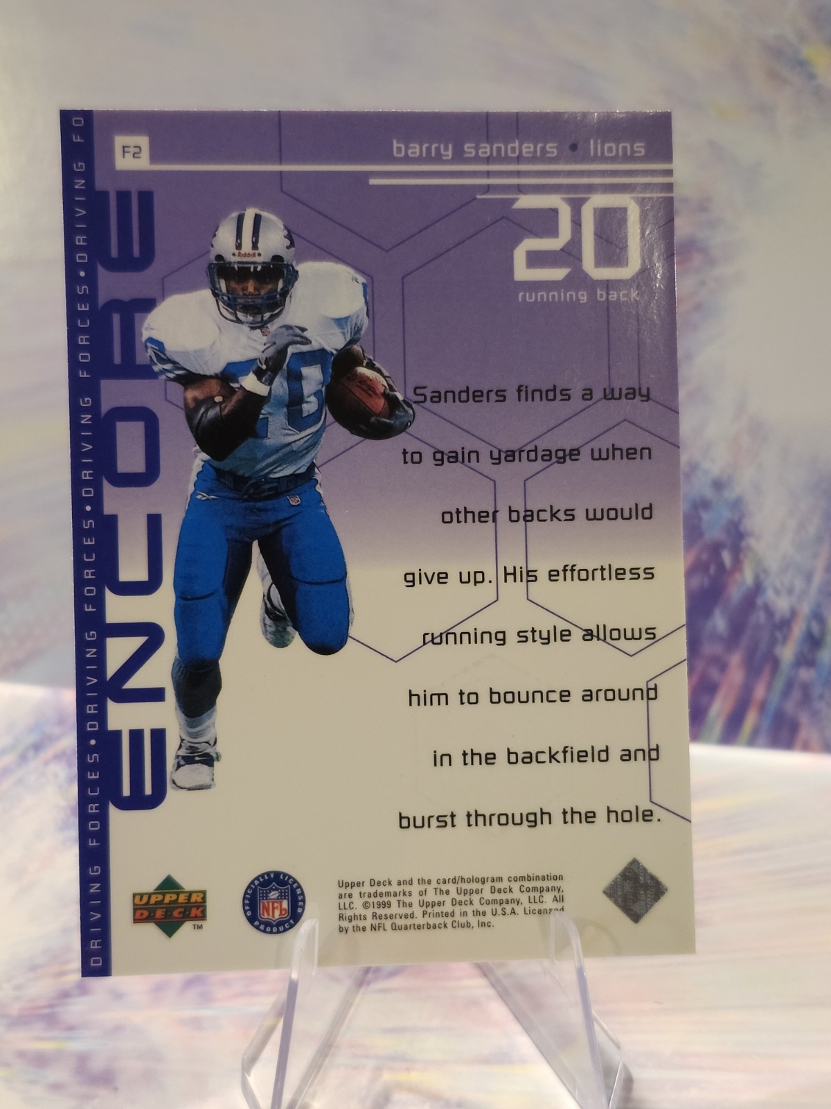 1998 Upper Deck Encore – Driving Forces Barry Sanders #F2 Detroit Lions