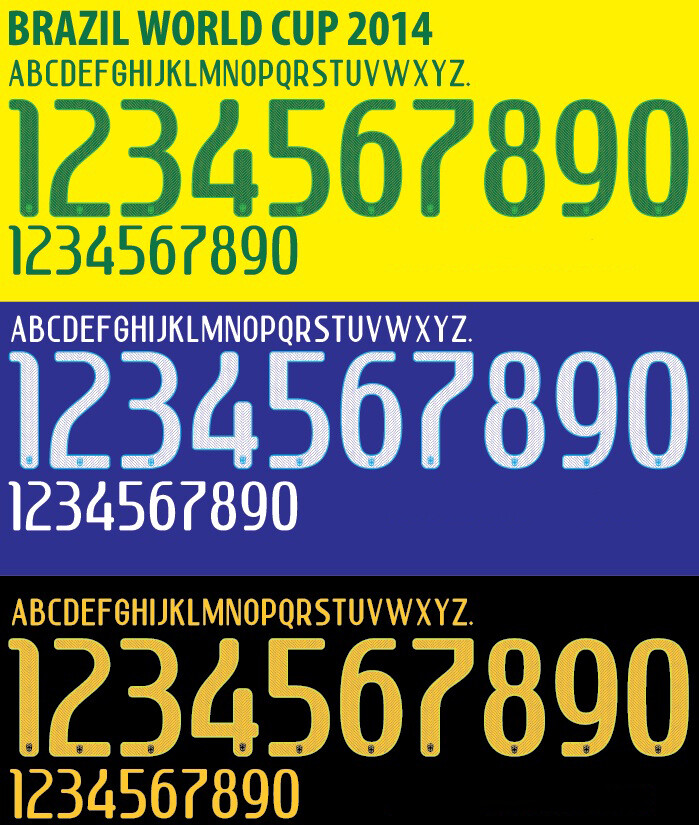 Name&Number Set For Brazil World Cup 2014 Home/Away/Third Football Soccer