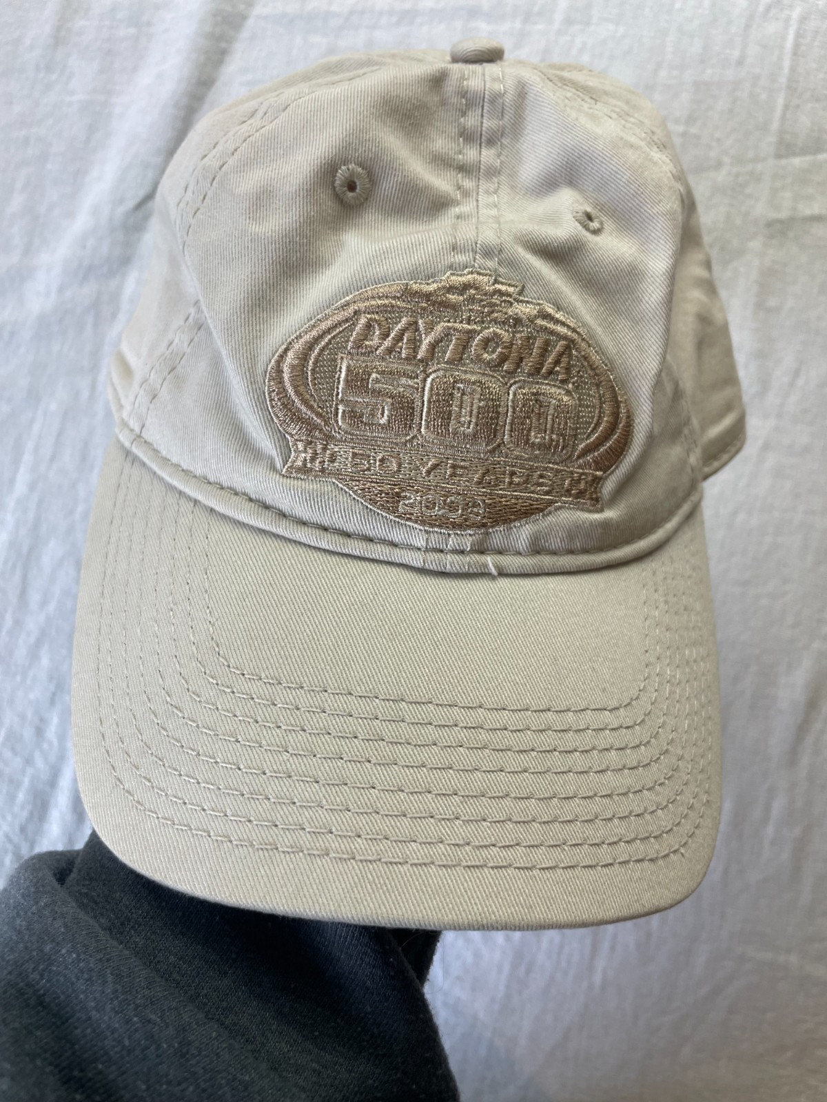 Daytona 500 Strapback Hat Mens Beige 2008 50 Years Anniversary NASCAR Cap