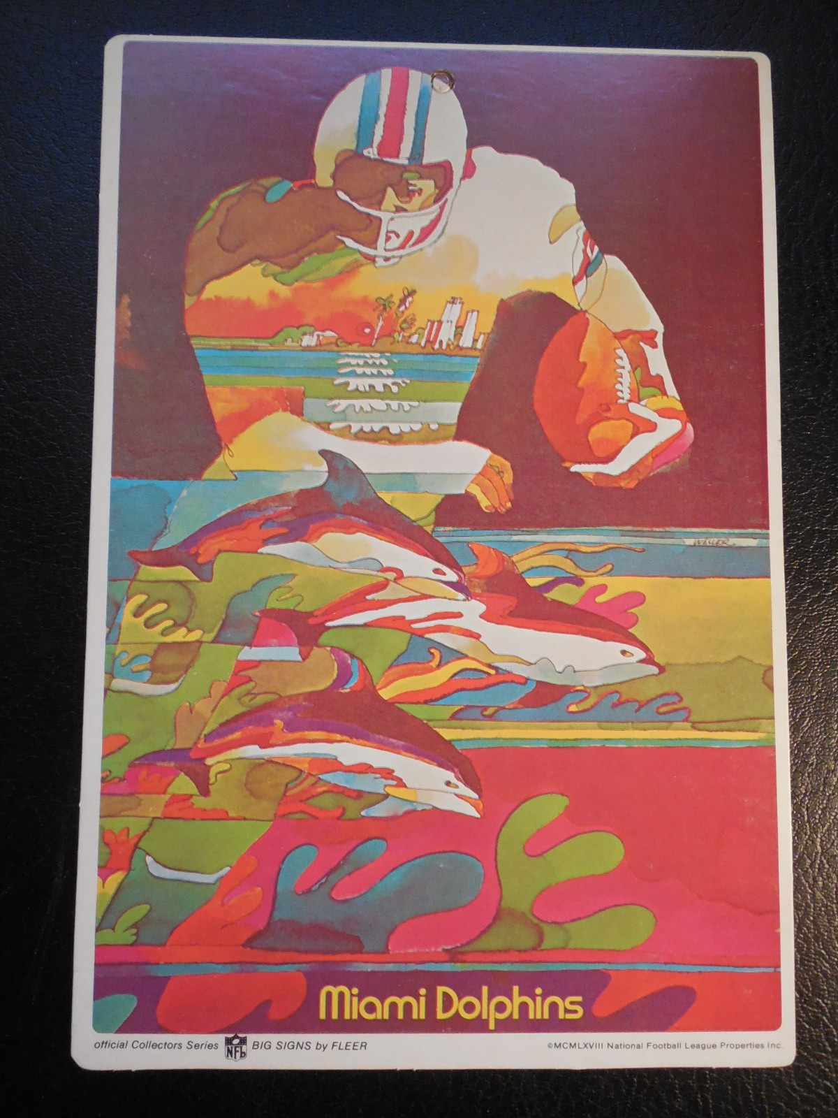 1970 / 1968 Fleer Big Sign 7 3/4″x11 1/2″ Miami Dolphins Unpunched