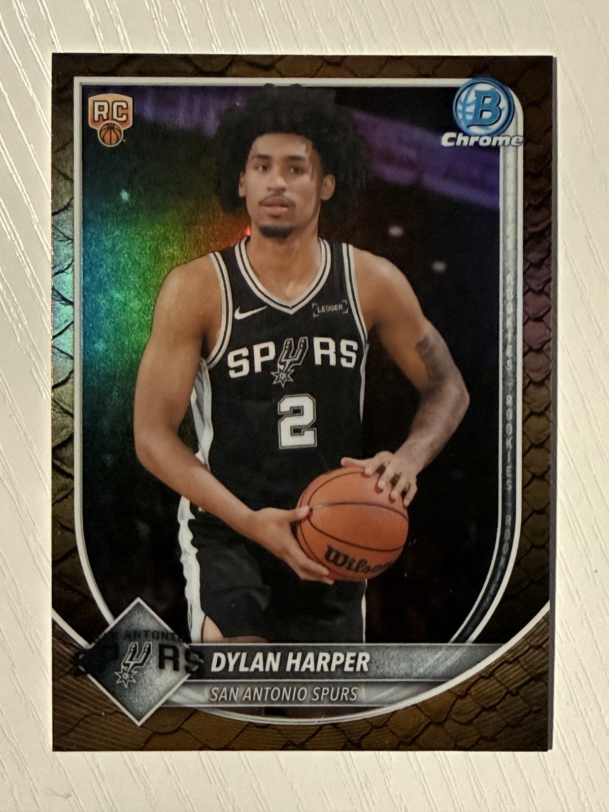 Dylan Harper 2025-26 Bowman Chrome Reptilian Refractor RC #BCV-2 Spurs