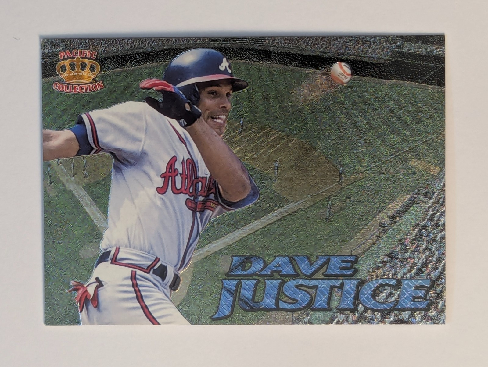 1996 PACIFIC PRISMS FENCE BUSTERS – DAVE DAVID JUSTICE #FB-8 – ATLANTA BRAVES