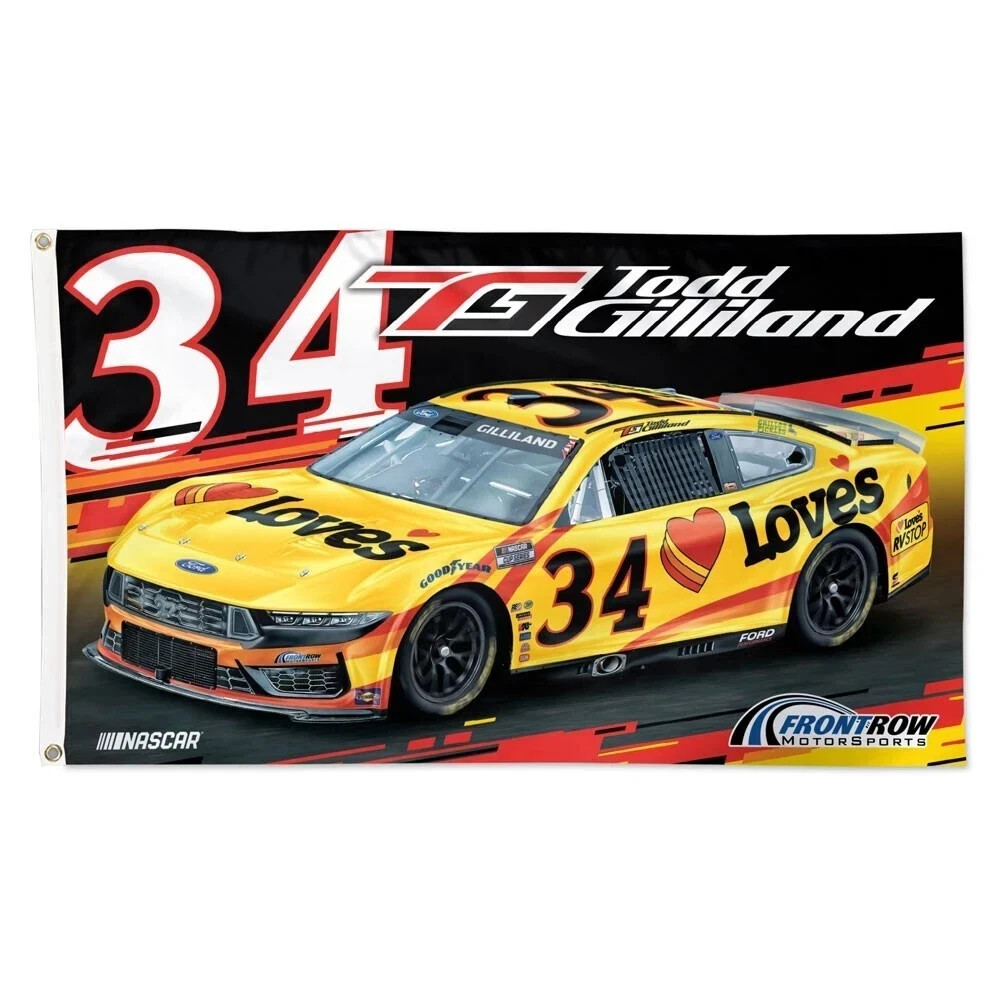 Todd Gilliland #34 Loves Nascar Car Racing 3×5,5x8FT Flag Wall Decore Banner