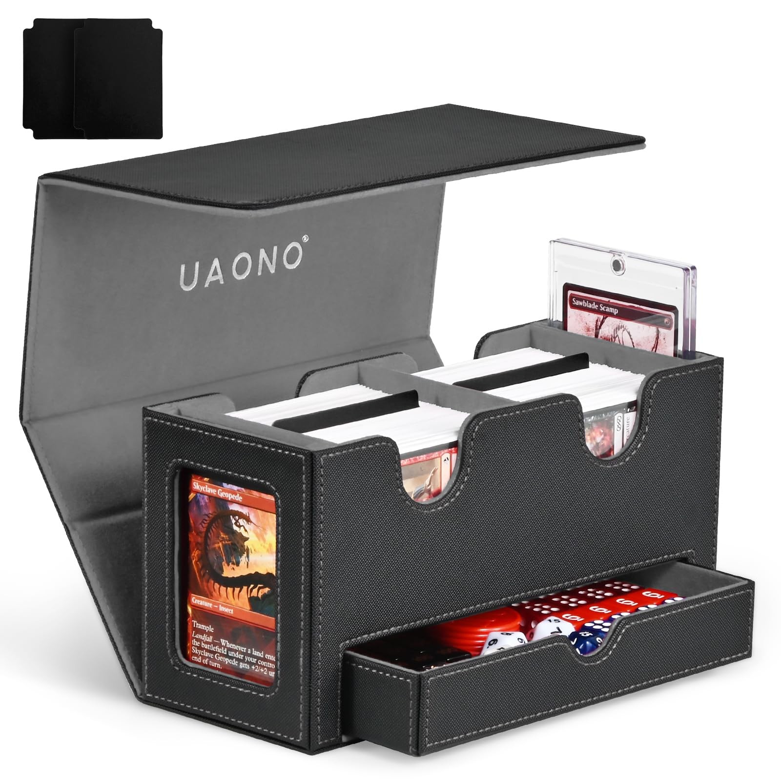 Card Deck Box for MTG, Double Storage Box with 2 Commander Display & 1 Dice T…