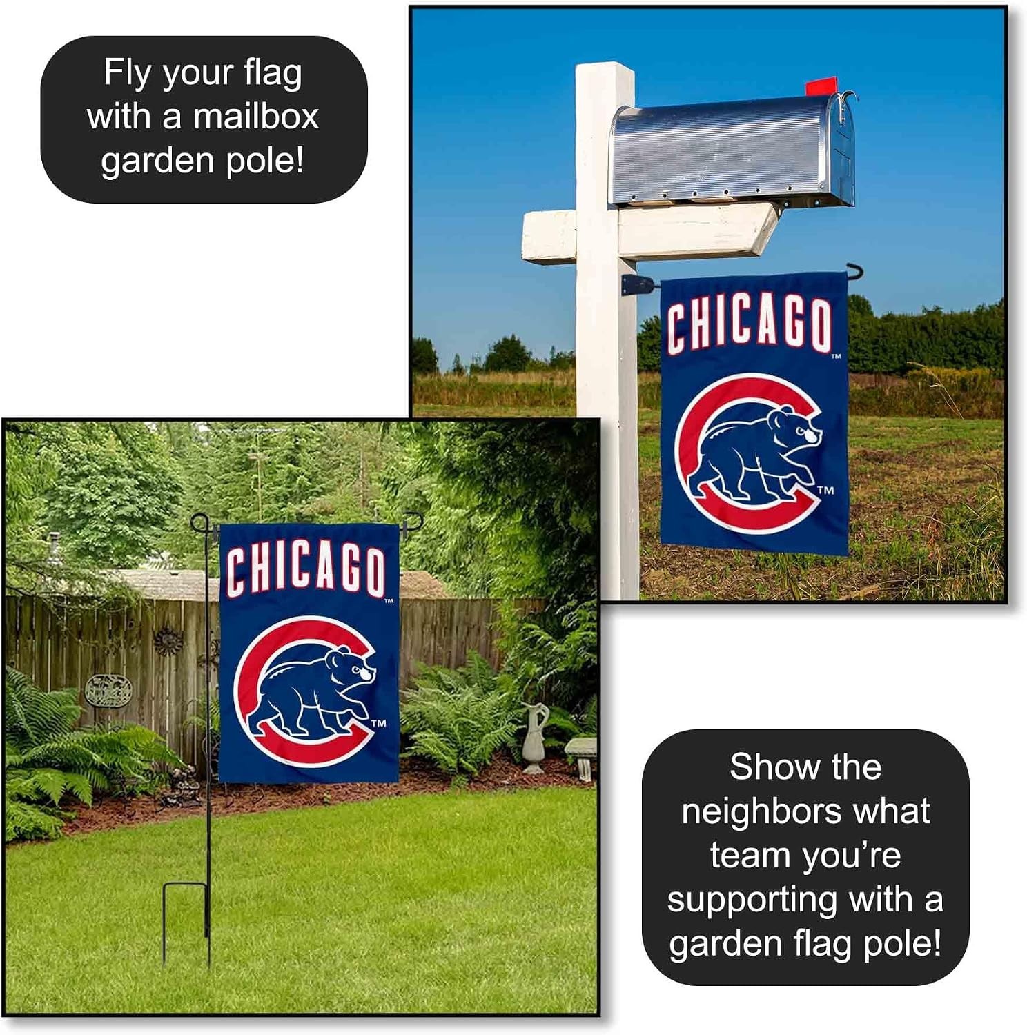 18×12.5 Chicago Cubs Double-Sided Garden Flag – Ideal for Home & Garden Decor