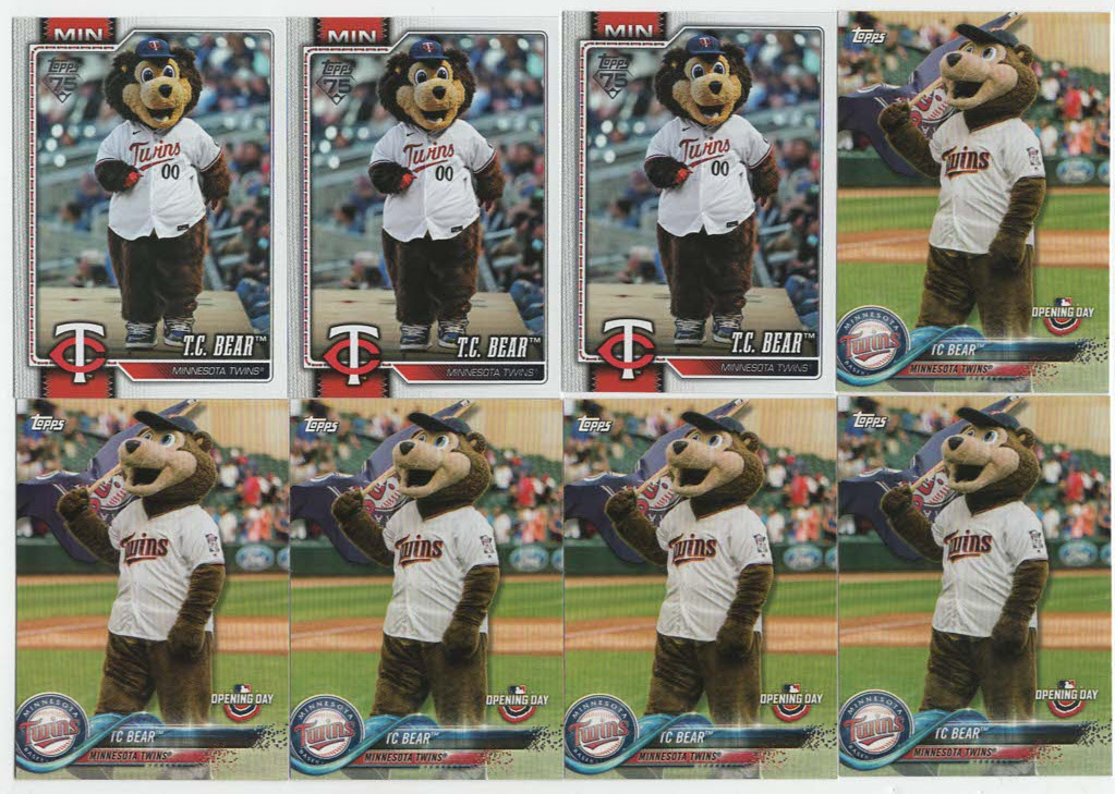 (8) TC BEARS 2018/2026 TOPPS OPENING DAY + CELEBRATION MASCOT LOT MINNESOTA