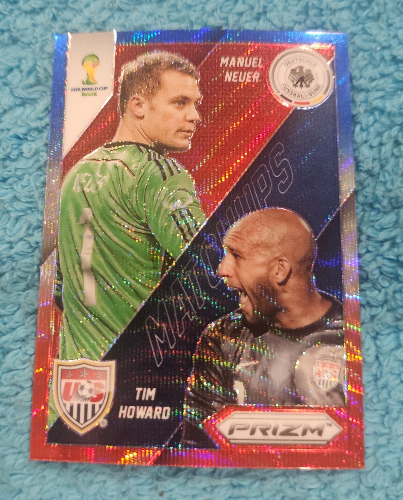 2014 Panini Prizm World Cup Blue Red Wave Tim Howard / Manuel Neuer Germany #16