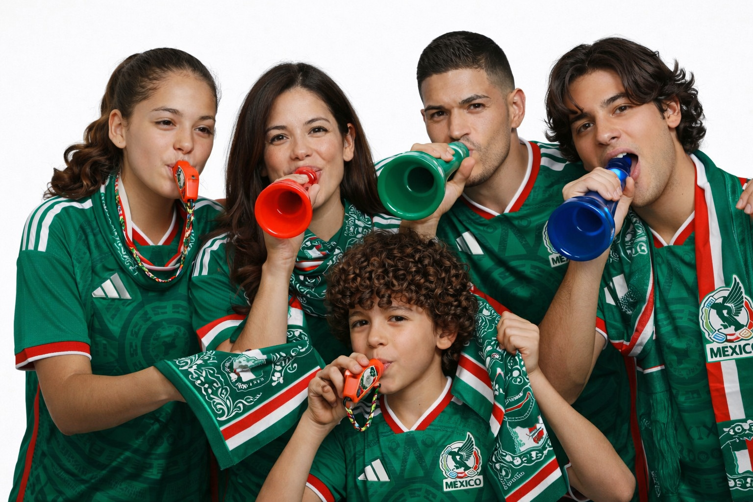 5pcs Mexico World Cup Jersey Kit + Vuvuzelas + Whistles + Scarves –