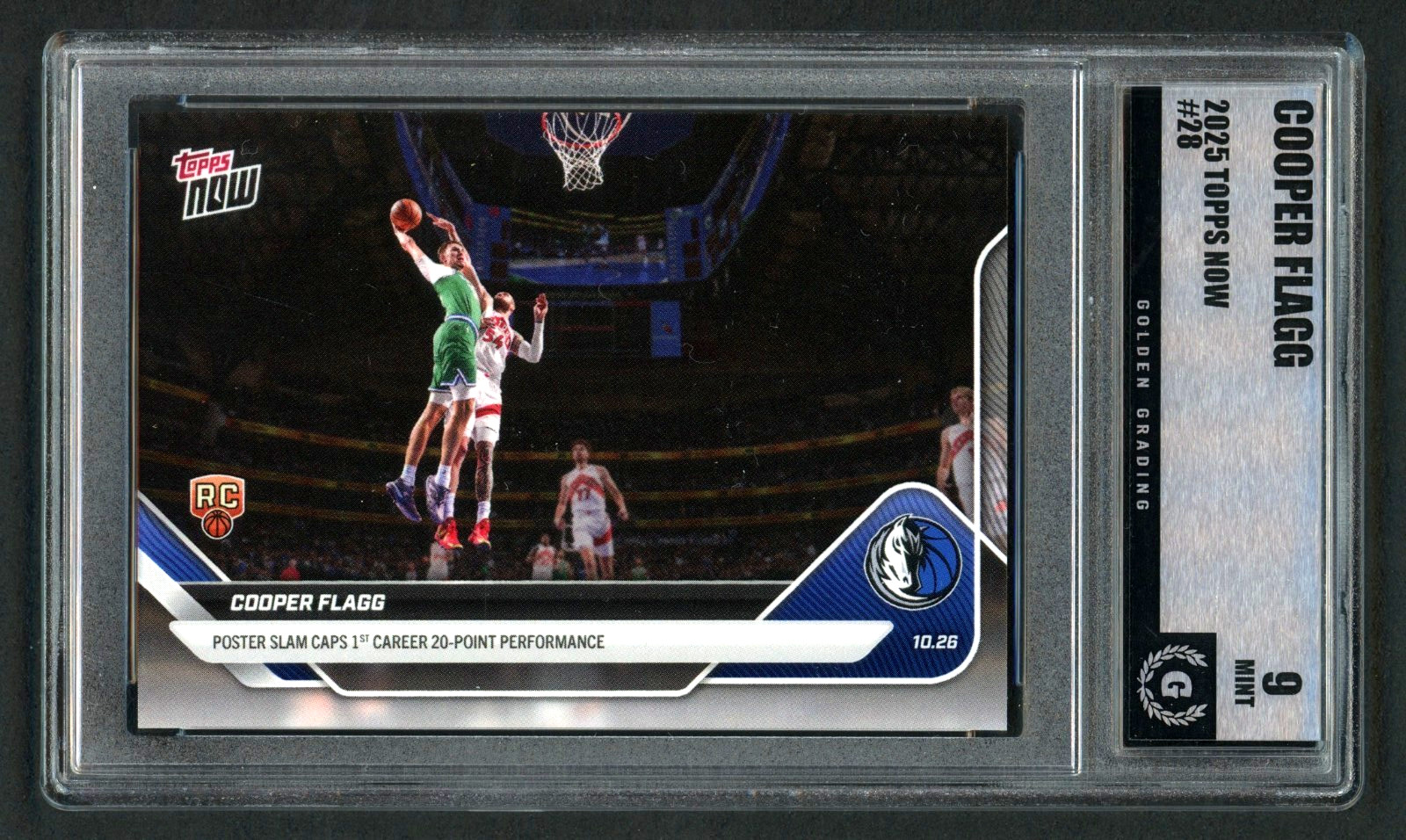 2025-26 Topps Now 1st 20 Point Game #28 Cooper Flagg Rookie (RC) Graded Mint 9