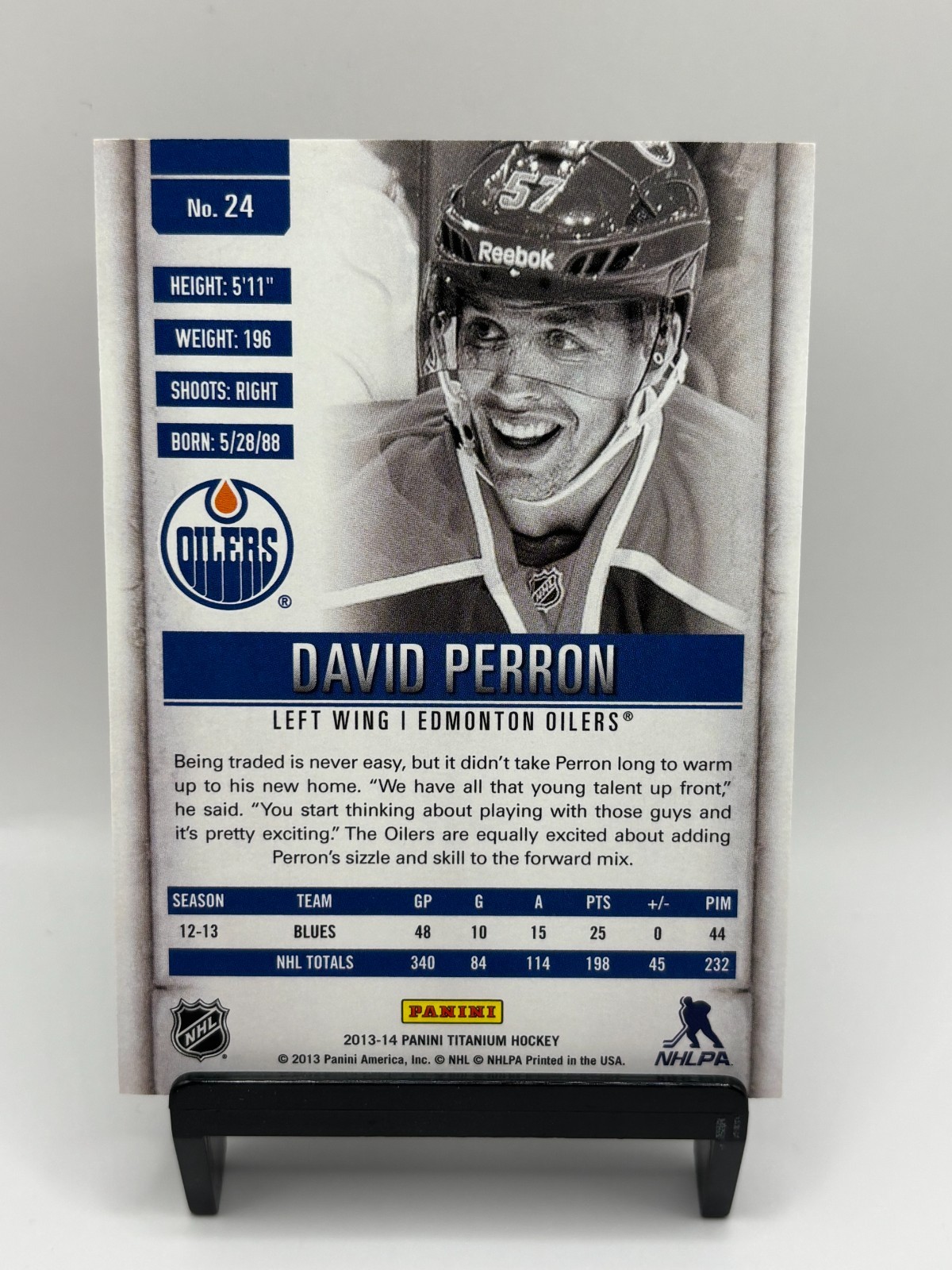 2013-14 Panini Titanium – David Perron #24 Gold Refractor 10/10 Bookend Oilers
