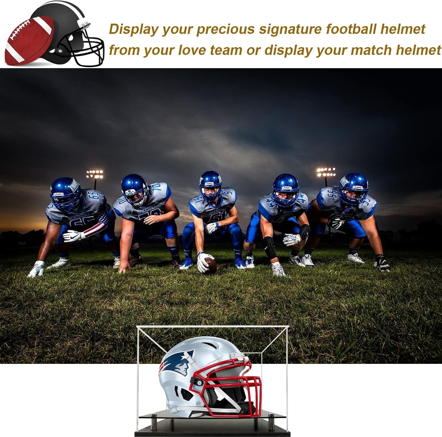 High Transparency Dustproof Football Helmet Display Case – 14.2x11x12.6 Inches