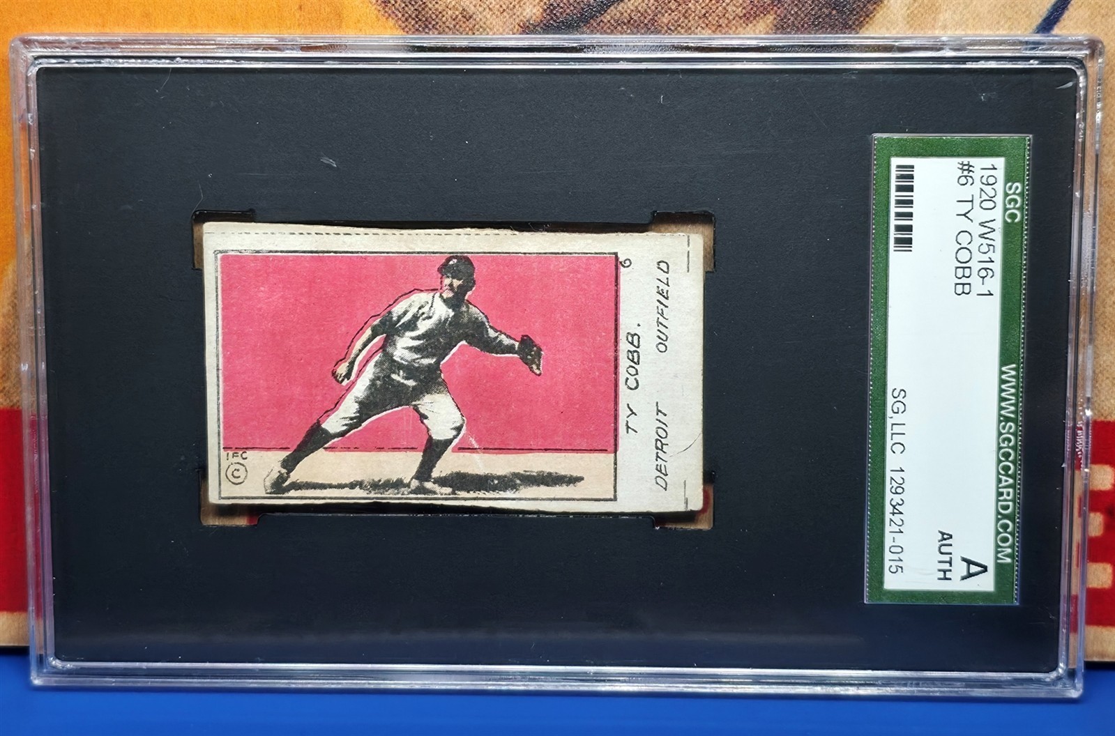 TY COBB 1920 W516-1 Hand Cut Strip Card #6 SGC AUTHENTIC DETROIT TIGERS HOF