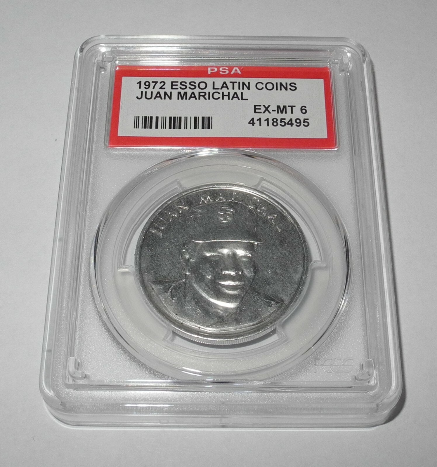 1972 Esso Oil Advertising Baseball Juan Marichal SF Giants Pin Coin Token PSA 6