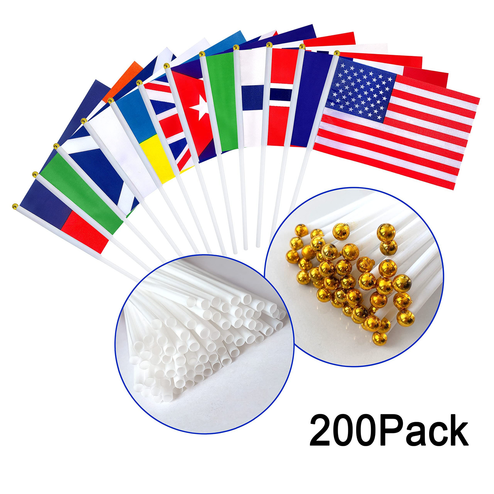 WEITBF 200 Countries International Flags of the World Small Mini Multicolor