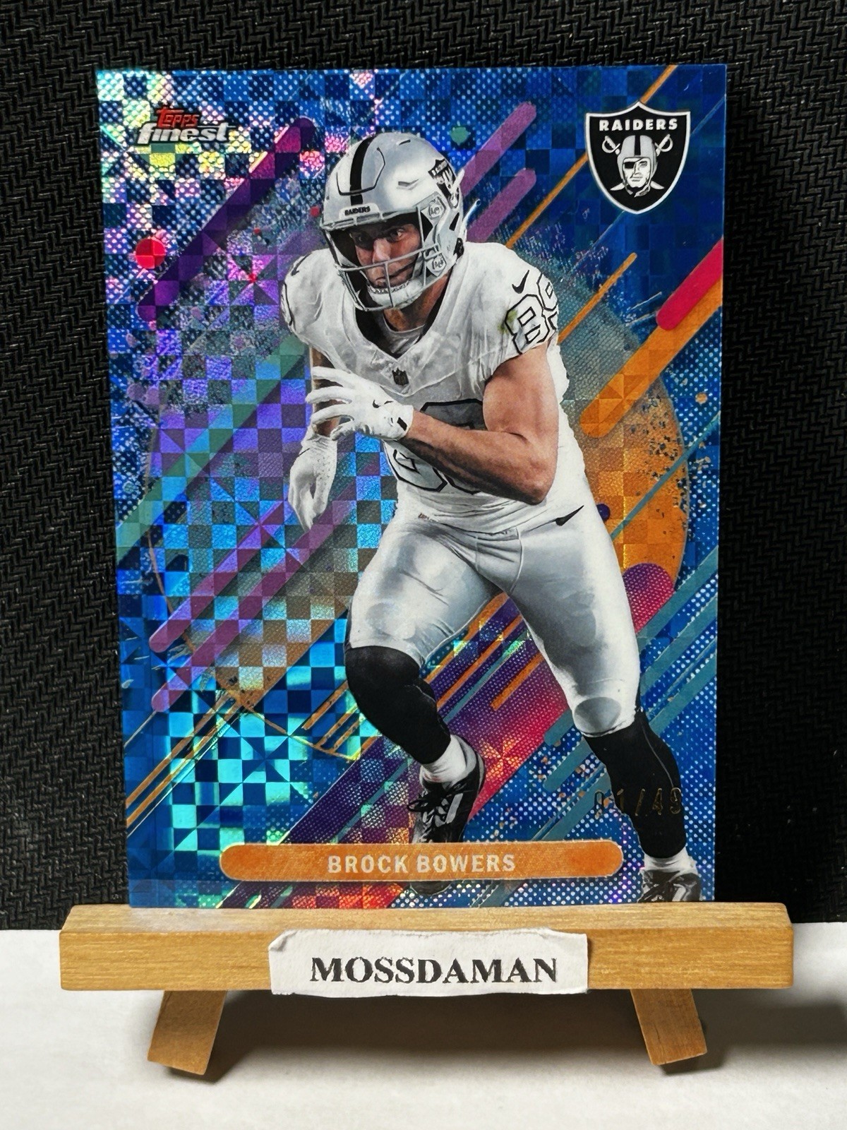 Brock Bowers 2025 Topps Finest Blue Xfractor #/49 Raiders