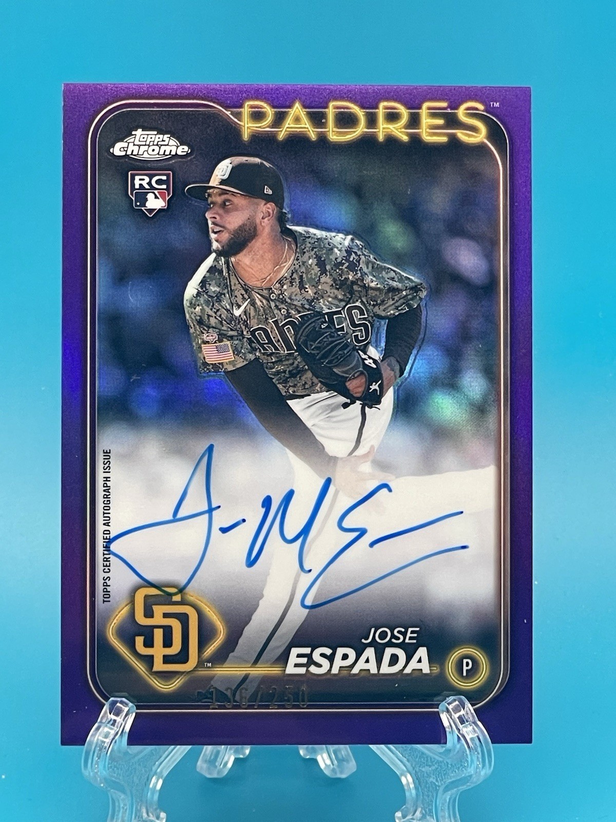 2024 Topps Chrome Rookie Autographs Jose Espada #RA-JE Purple /250 (RC)