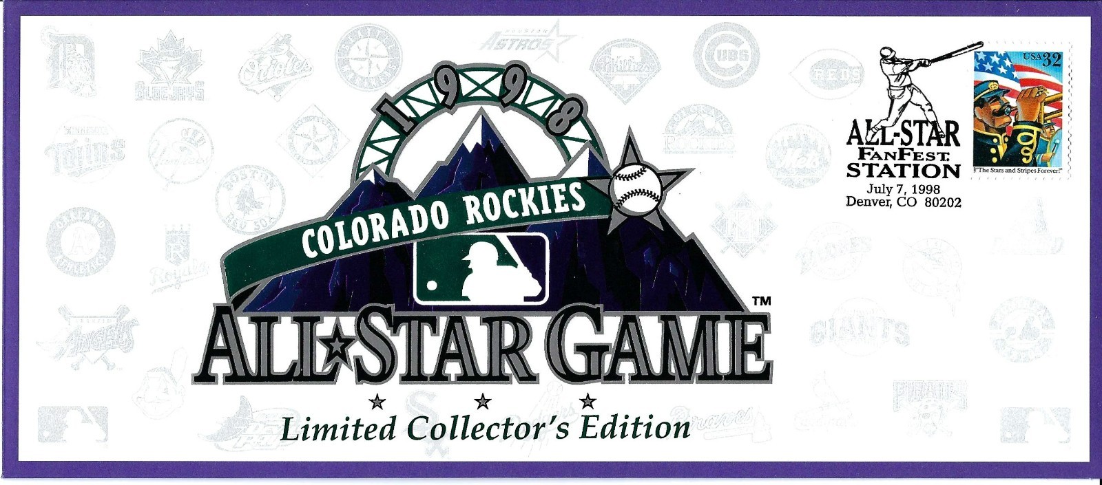 1998 Colorado Rockies All Star Game USPS Commemorative Envelope MLB Stamped #2