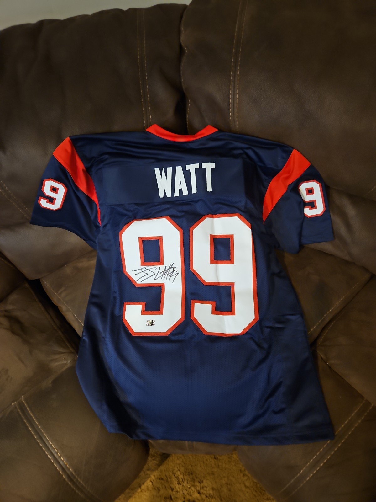 J.J. WATT Signed Auto Custom Houston Texans #99 Blue Jersey WATT Hologram COA