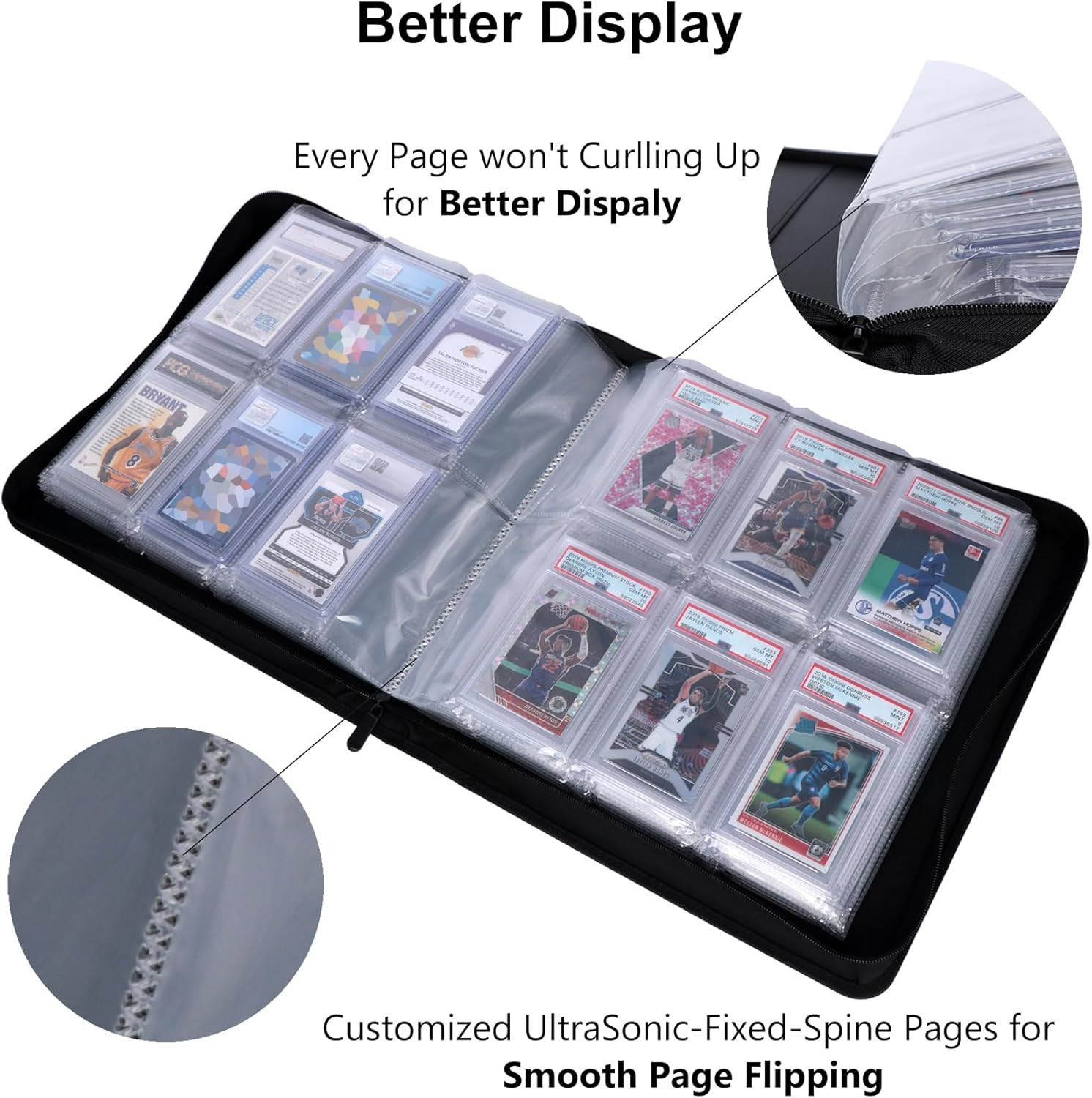 Graded Card Binder – Holds 72 PSA Slabs, 6 Pocket Slab Binder for PSA, CGC, CSG,