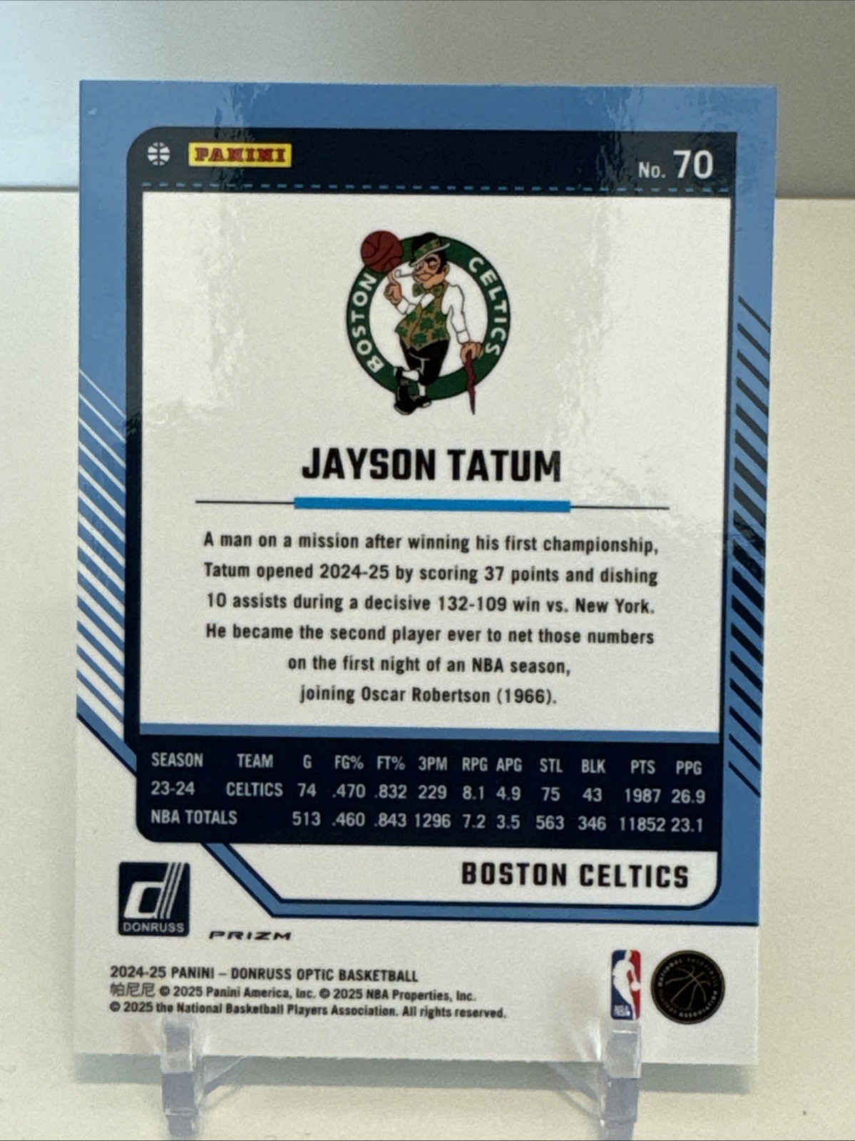2024-25 Optic Basketball Jayson Tatum Holo Silver #70 Boston Celtics