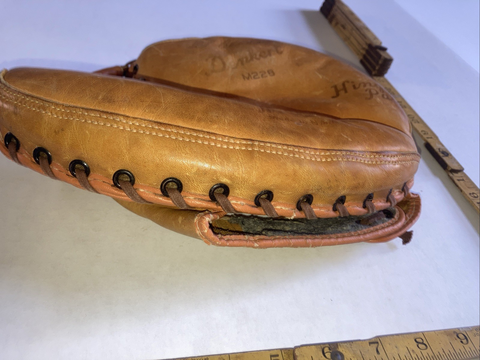 Vintage Denkert Baseball Catcher Glove Mitt M228 Pro Maker Hinge Pad