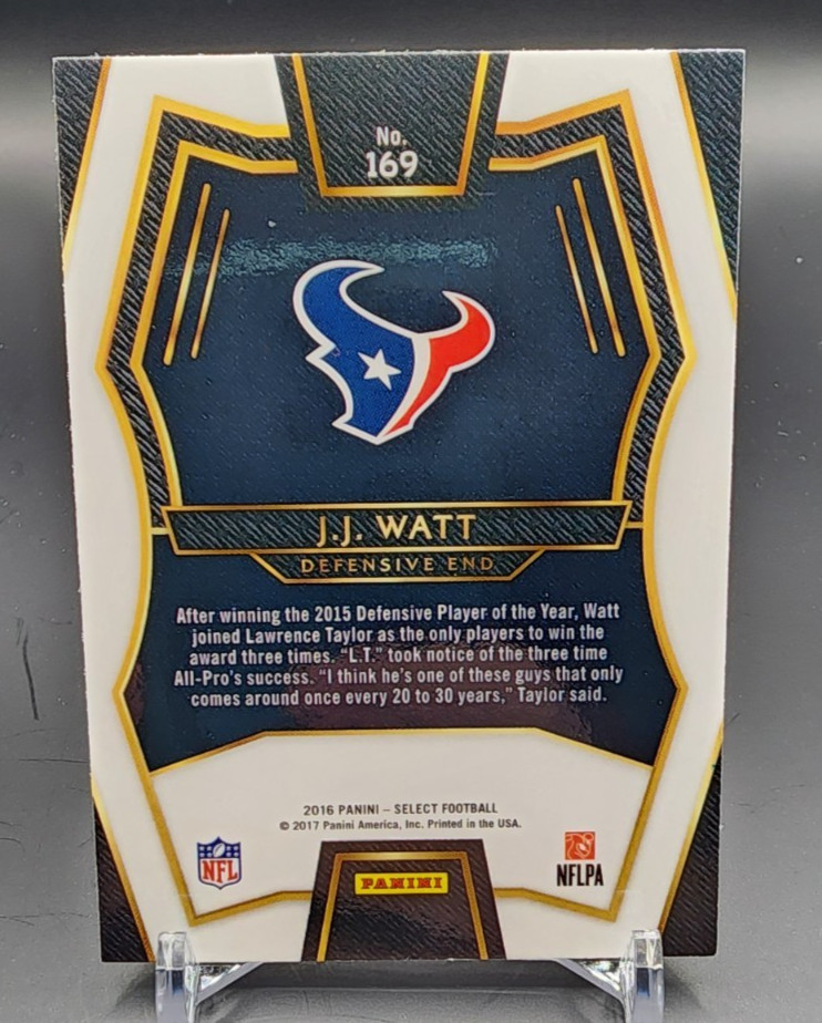 2016 Panini Select Premier Level J.J. Watt #169 Tri-Color Prizm Texans