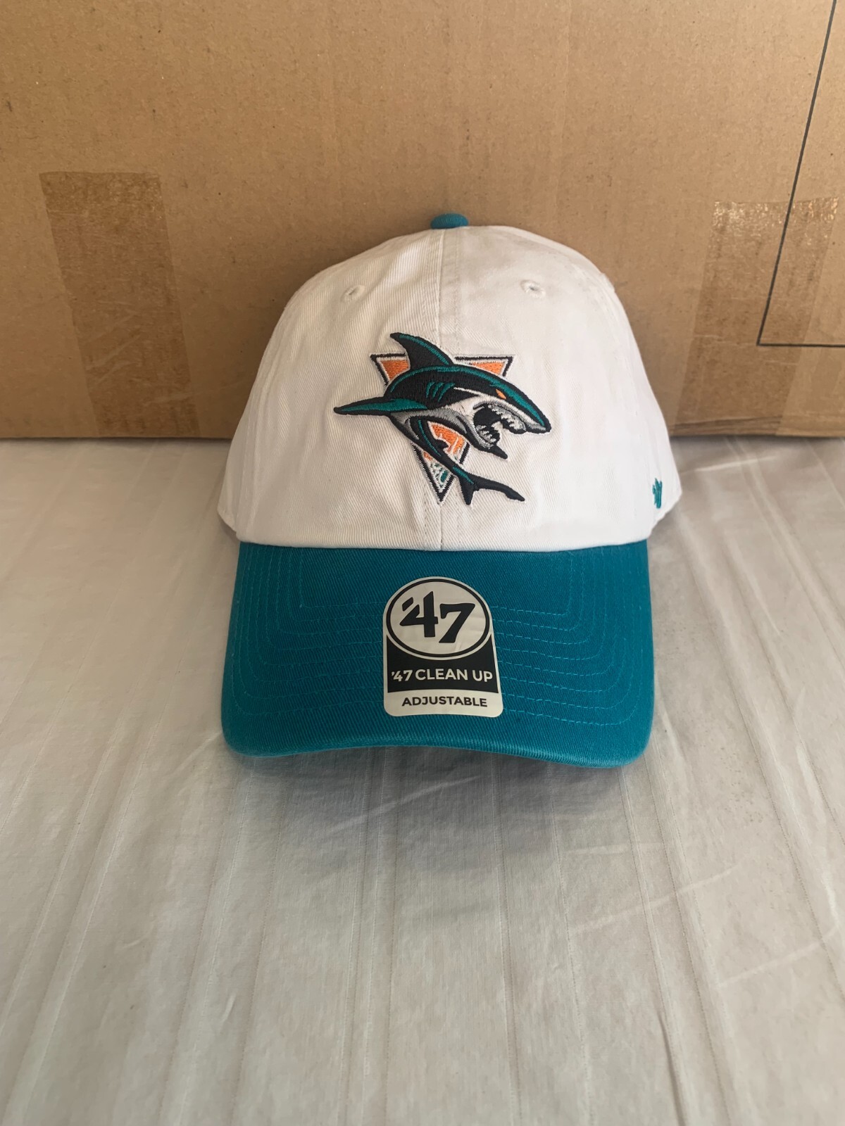 San Jose Sharks NHL ’47 Brand Throwback Clean Up White Two Tone Adjustable Hat