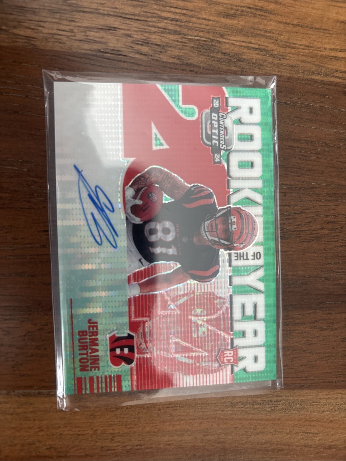 2024 Contenders Optic – ROTYC Jermaine Burton Green Pulsar Prizm /30 (AU, RC)