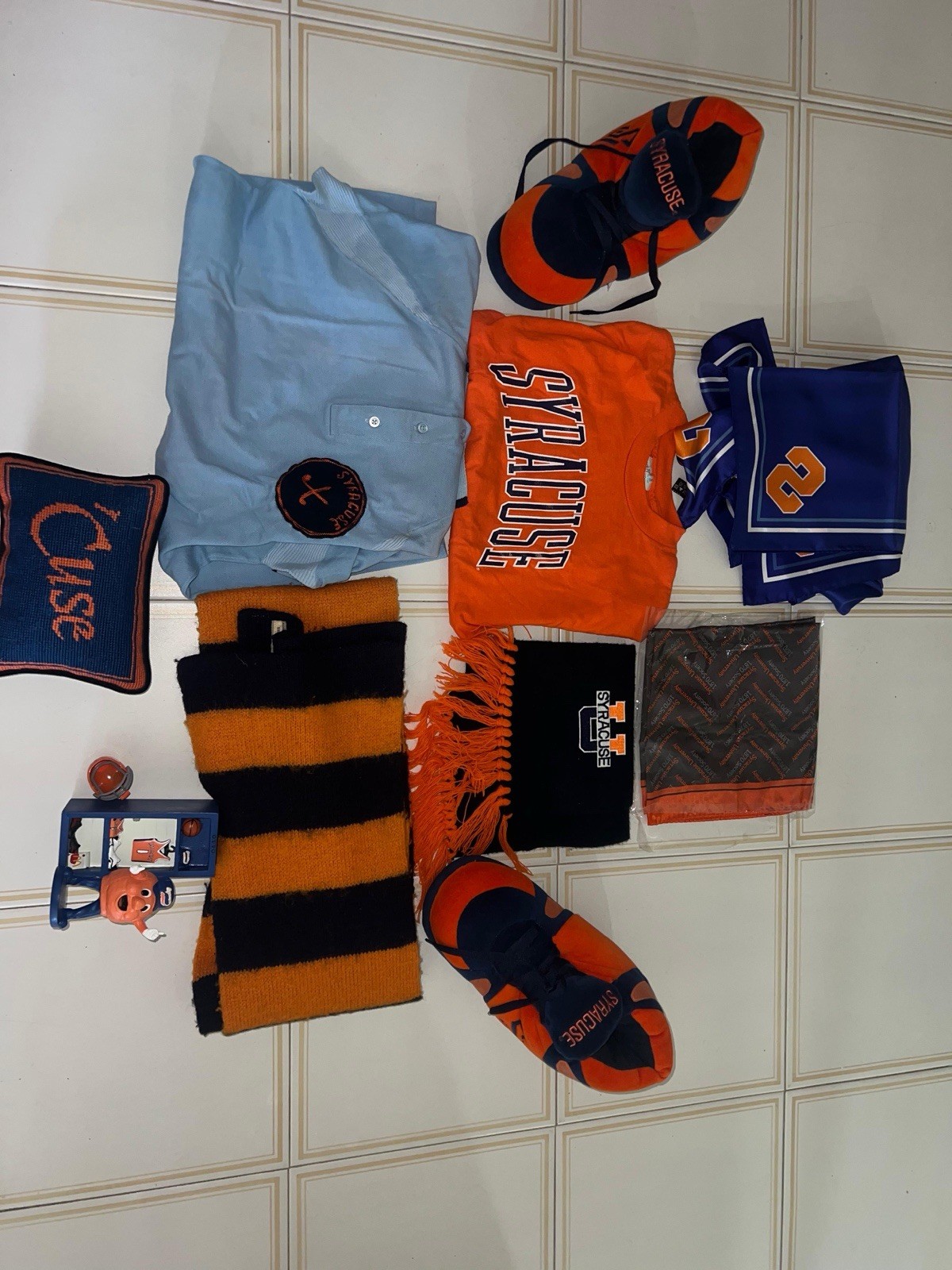 Syracuse Orange Fan Gear Lot – Shirt, Scarf, Accessories + Otto Mascot Figure