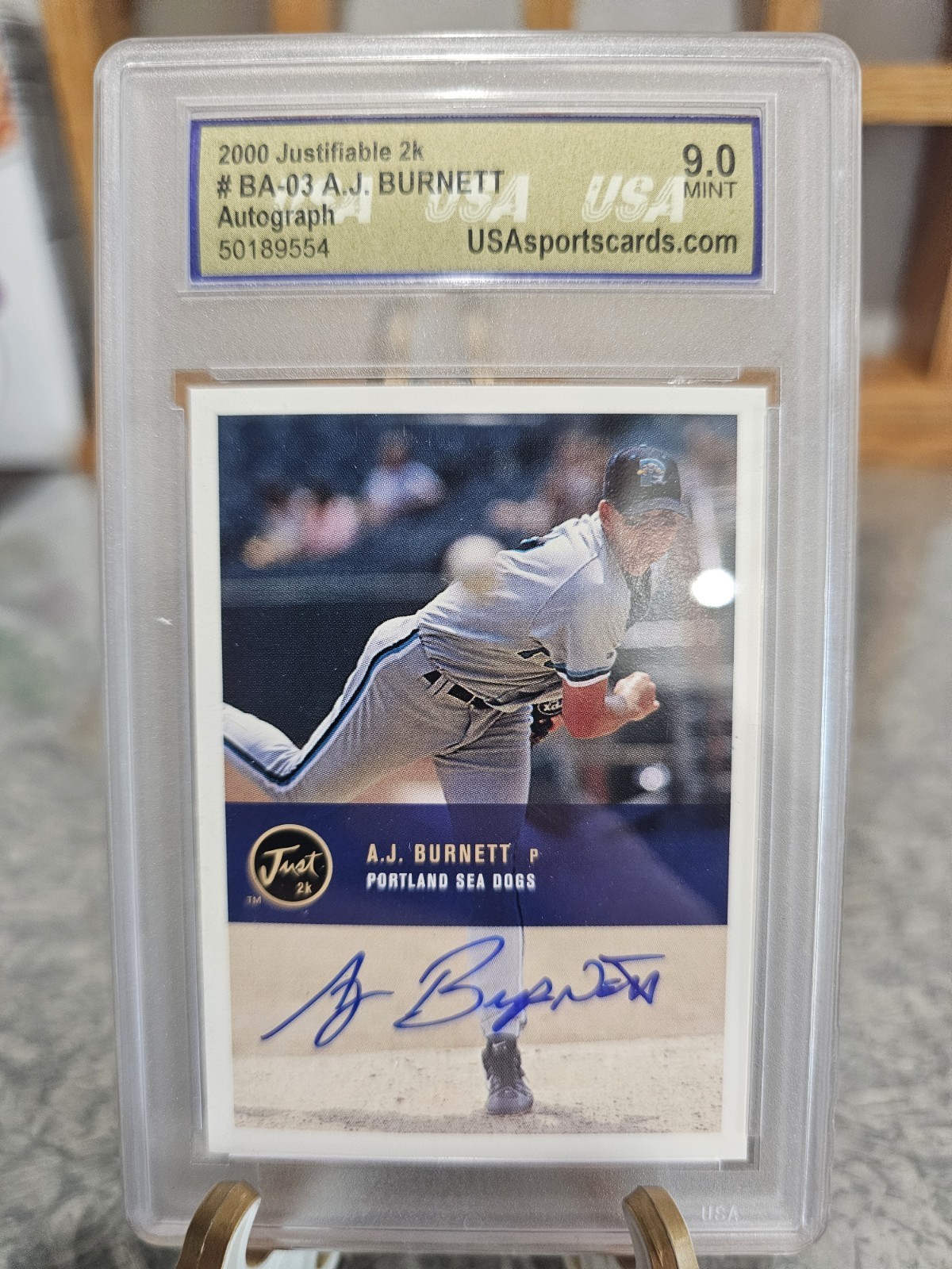 2000 Justifiable 2k A.J. Burnett Autograph #BA-03 Graded 9