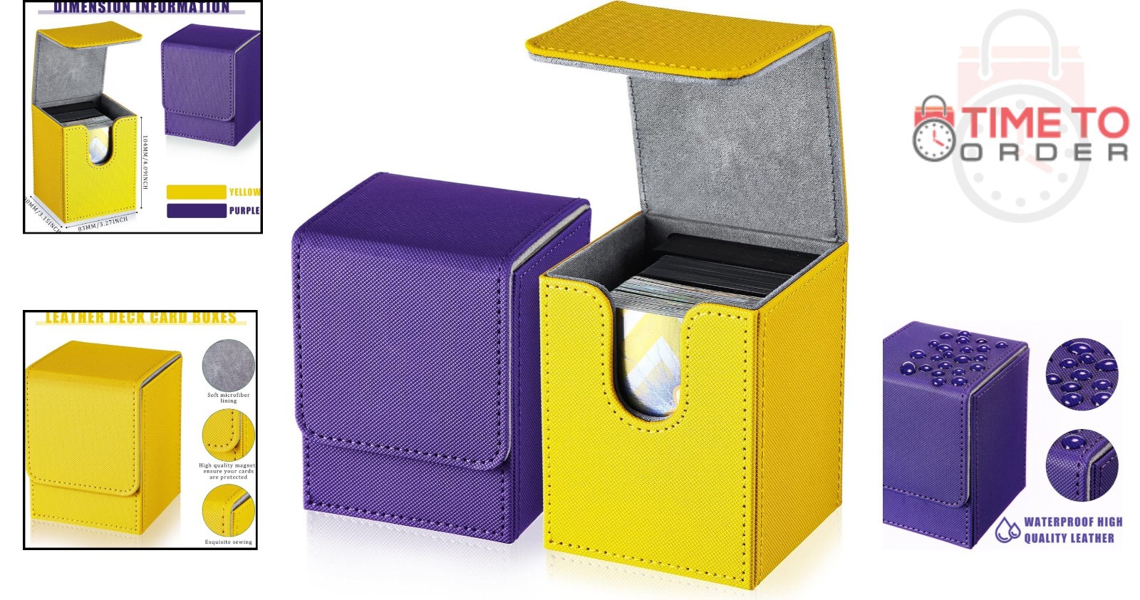 Leather Deck Card Boxes Large Capacity Portable Stackable for Trading Games