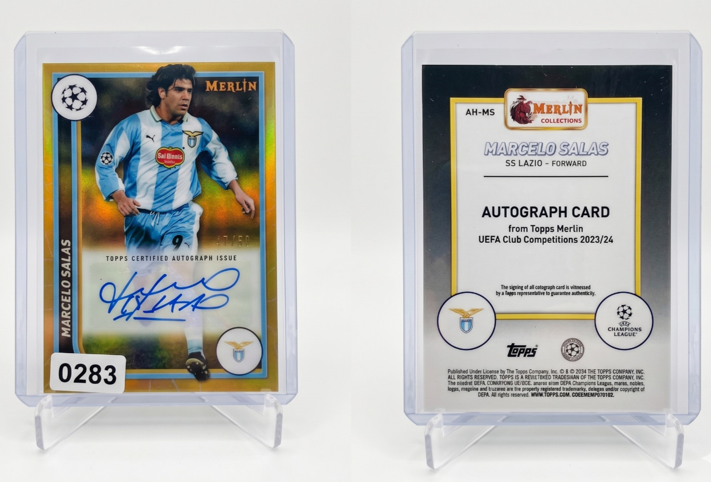 2023-24 Topps Merlin Marcelo Salas GOLD REFRACTOR /50 #88 SS Lazio