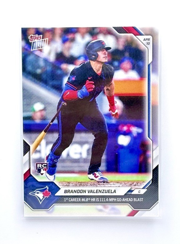 2026 Brandon Valenzuela #68 Topps Now 1st Career HR Blue Jays RC MLB Rookie Card